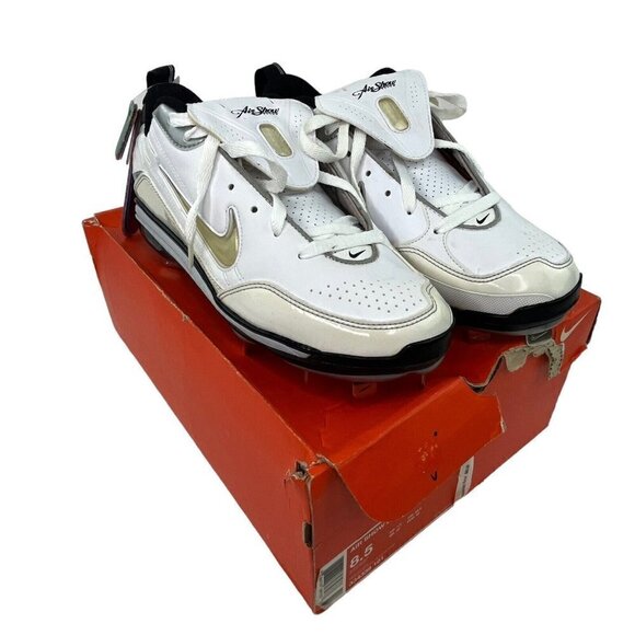 Nike Air Show Elite MVP 334339-101 Metal Cleat Men Size 8.5 White Black Baseball - Picture 1 of 16
